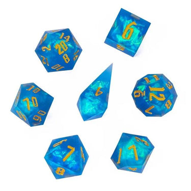 Candy in Blue Frosted Sharp Resin - 7pcs RPG Dice Set